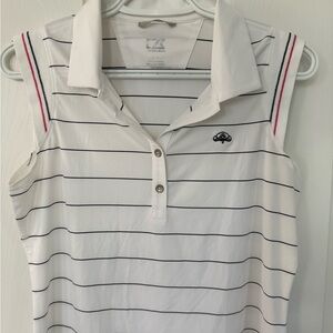 Cutter & Buck White Sleeveless Polo Shirt with Buttoned Collar - Small